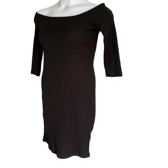 Hot Kiss Black Off shoulder Knit Dress Large - Picture 2 of 9